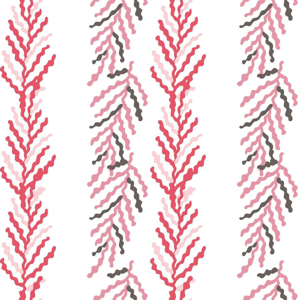 Abstract seaweed backdrop. Organic fern leaves seamless pattern. Simple style botanical background. vector