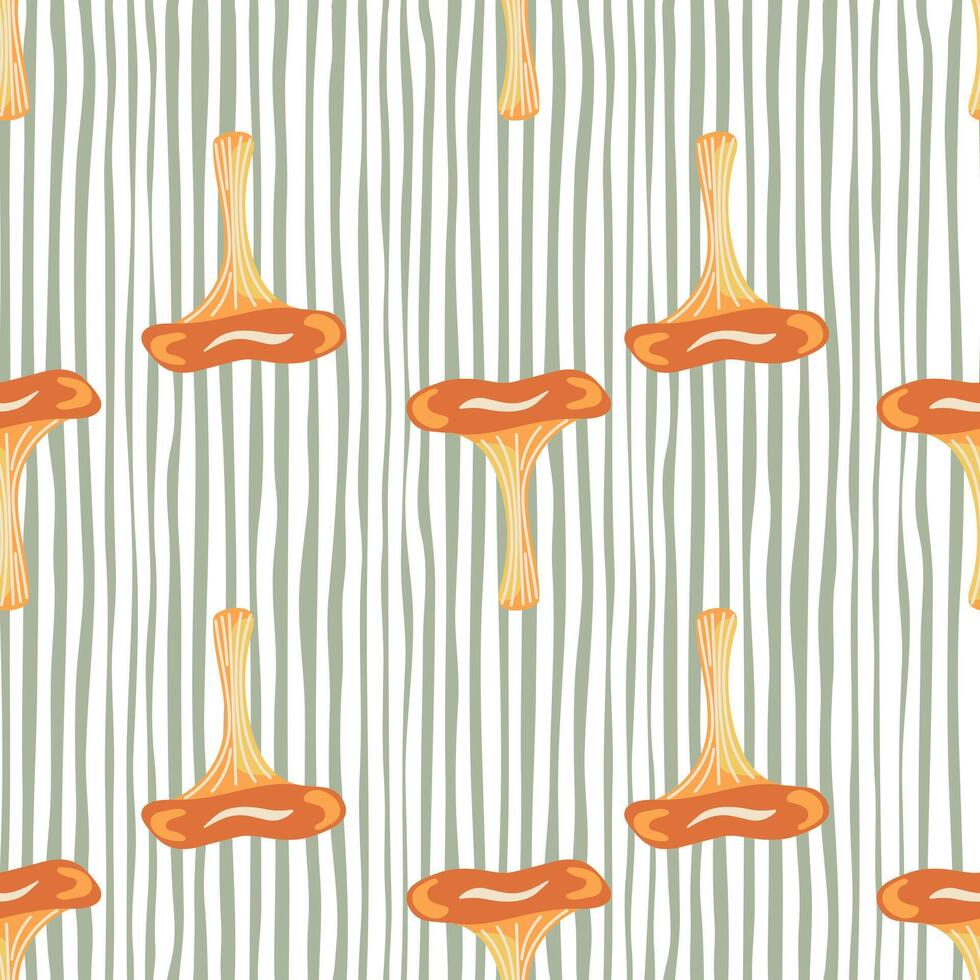 Toadstool mushrooms seamless pattern. Magical fly agaric wallpaper. vector