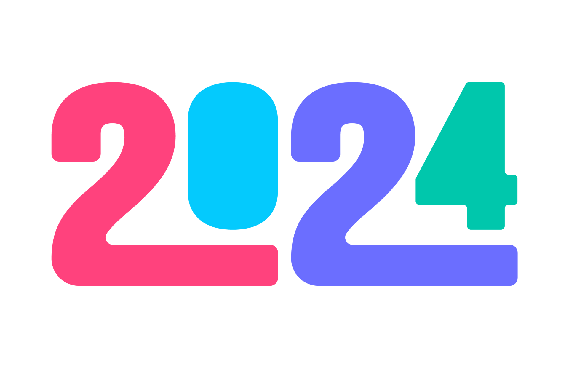 2024 Happy New Year colorful Text logo typography design concept. Xmas