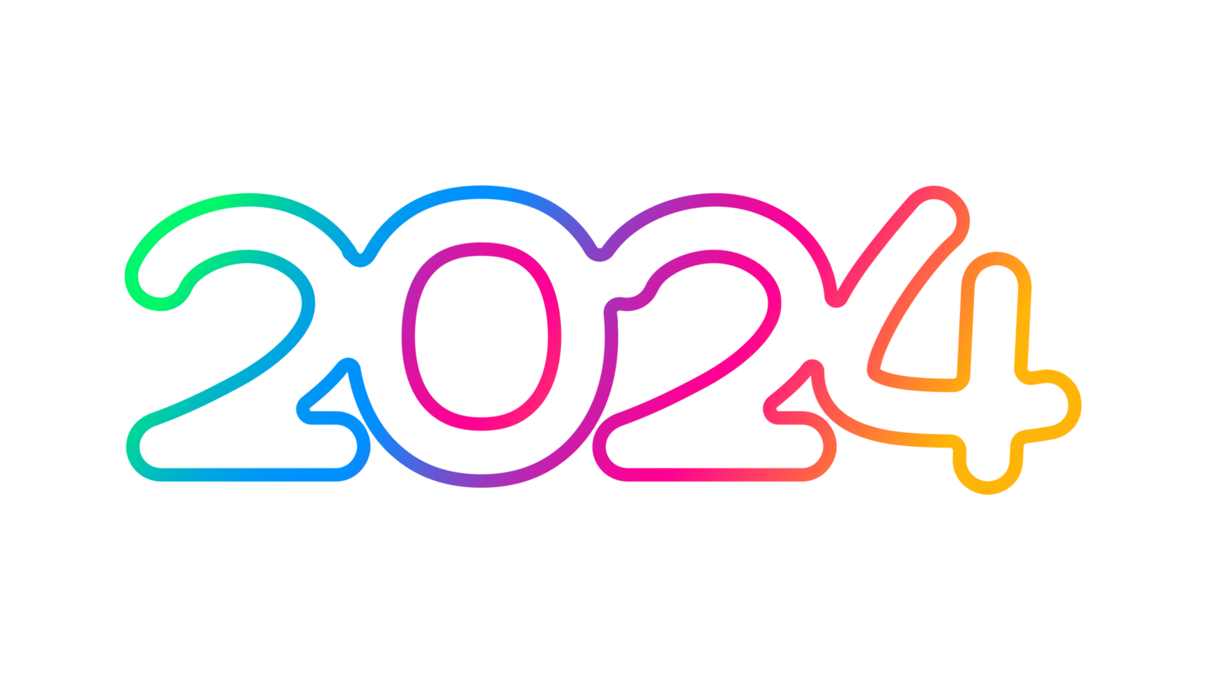 2024 Happy New Year colorful Text logo typography design concept. Xmas greetings with 2024 numbers in the form of colored stained glass. Art design template 2024. calligraphy Vector illustration. png