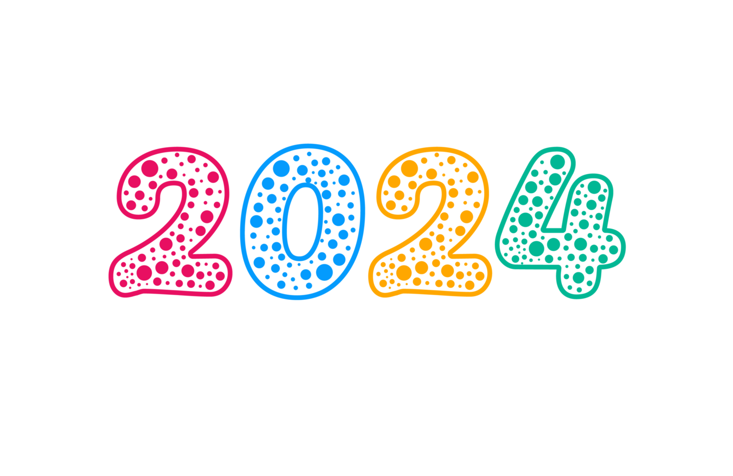 2024 Happy New Year colorful Text logo typography design concept. Xmas greetings with 2024 numbers in the form of colored stained glass. Art design template 2024. calligraphy Vector illustration. png