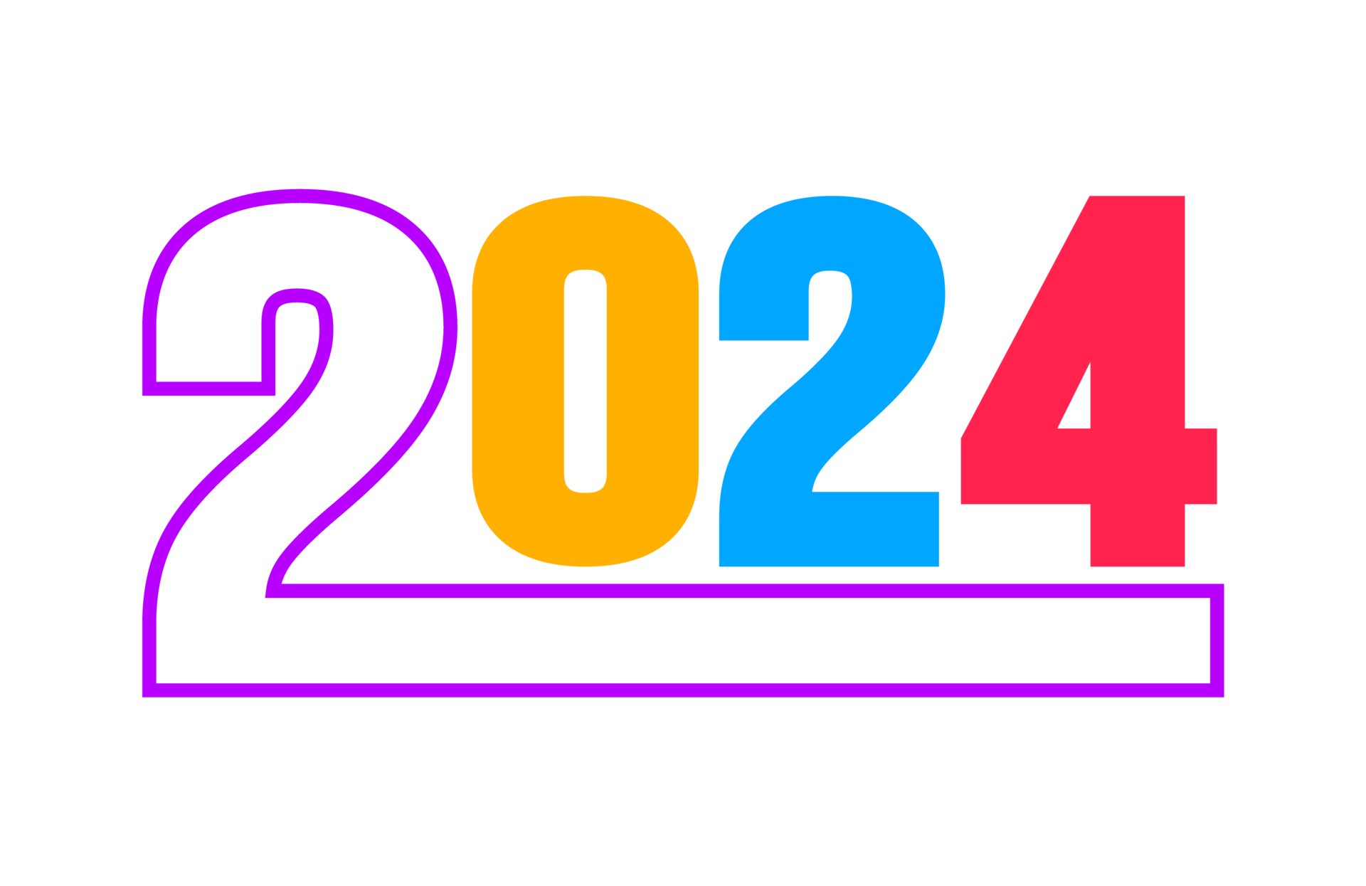 2024 Happy New Year colorful Text logo typography design concept. Xmas