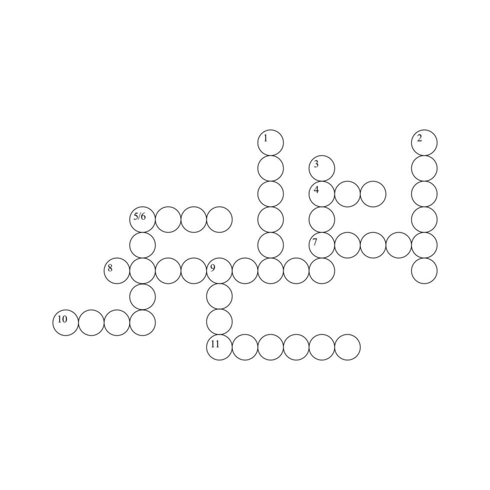 blanco crucigrama rompecabezas red, vacío modelo círculos a llenar en para enigma, educativo o ocio juego, Listo a ser usado para haciendo ninguna palabra rompecabezas vector