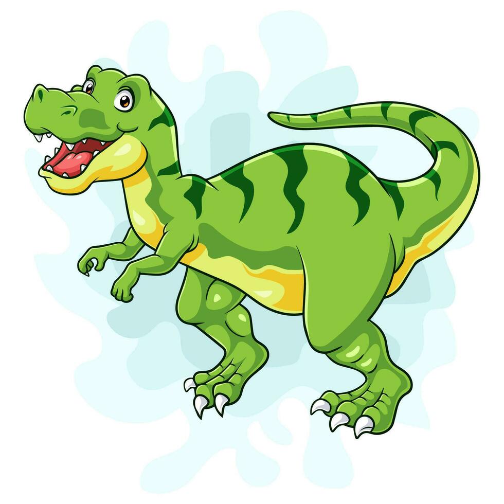 Cartoon green dinosaur on white background vector