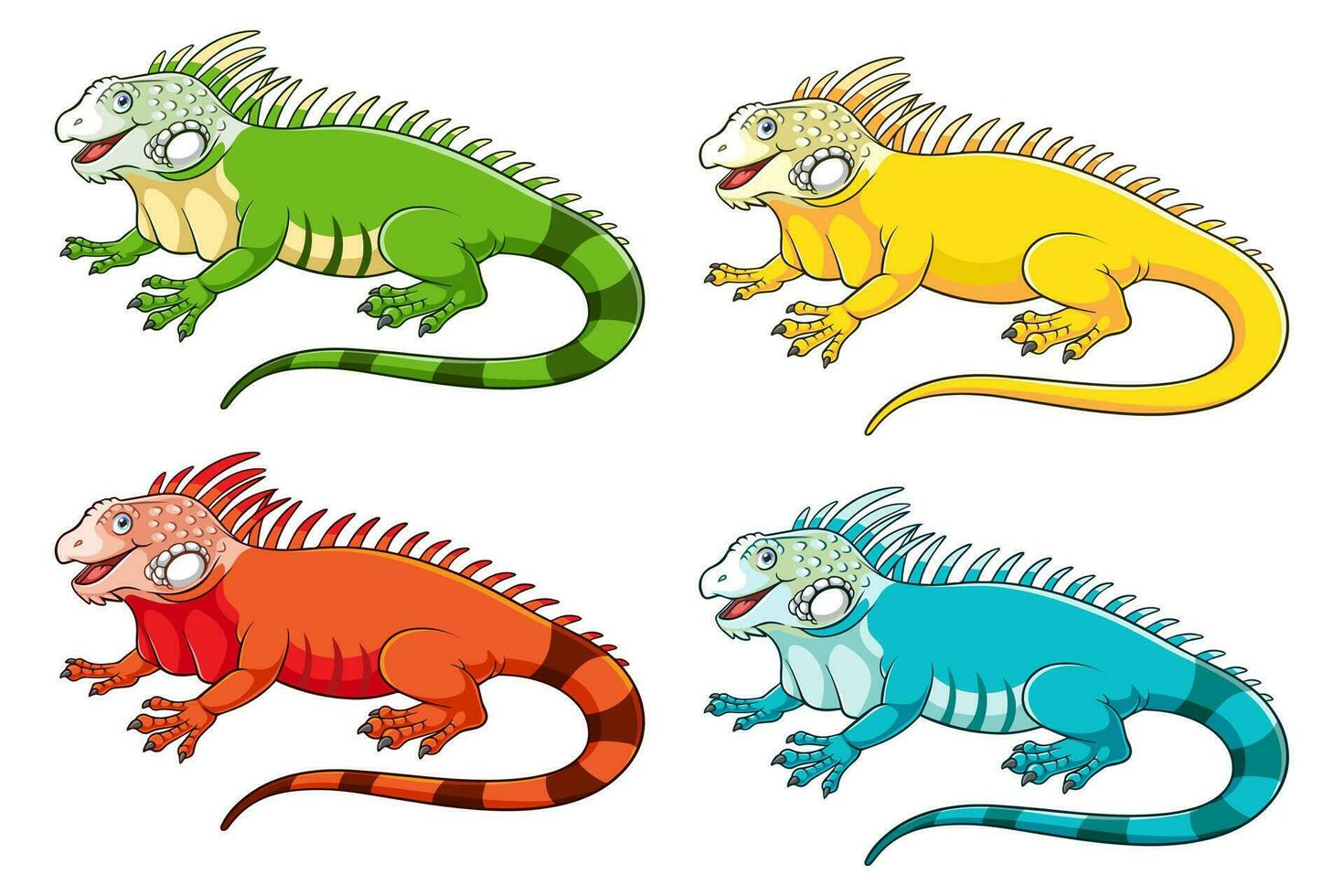 Types of iguana cartoon collections vector