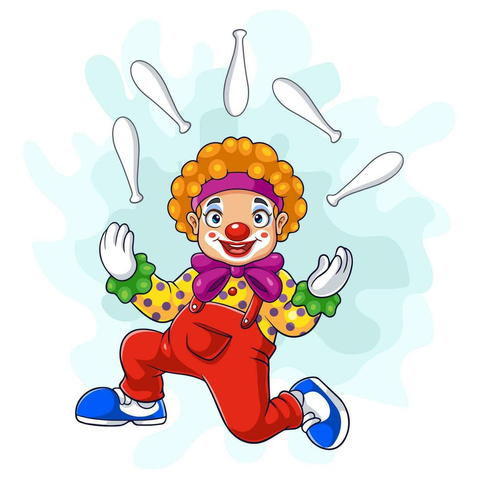 Cartoon funny clown showing juggling vector