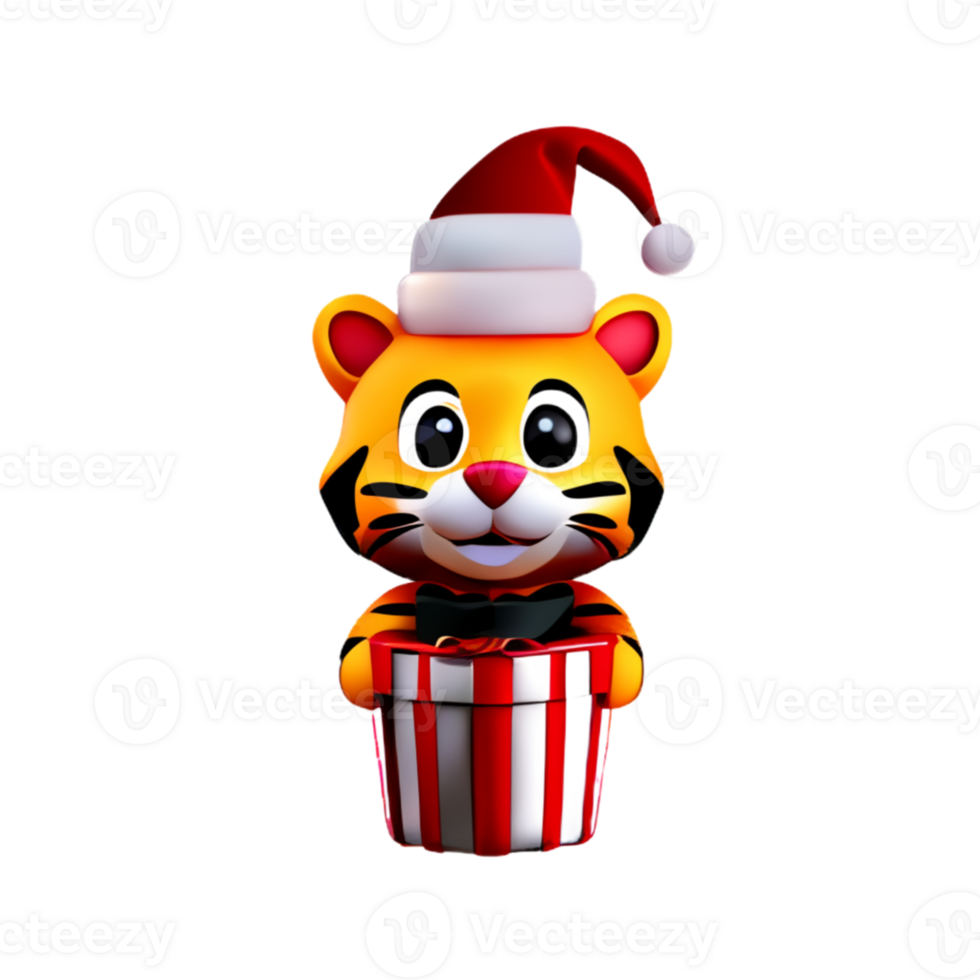 Tiger Hat Santa AI Generative png