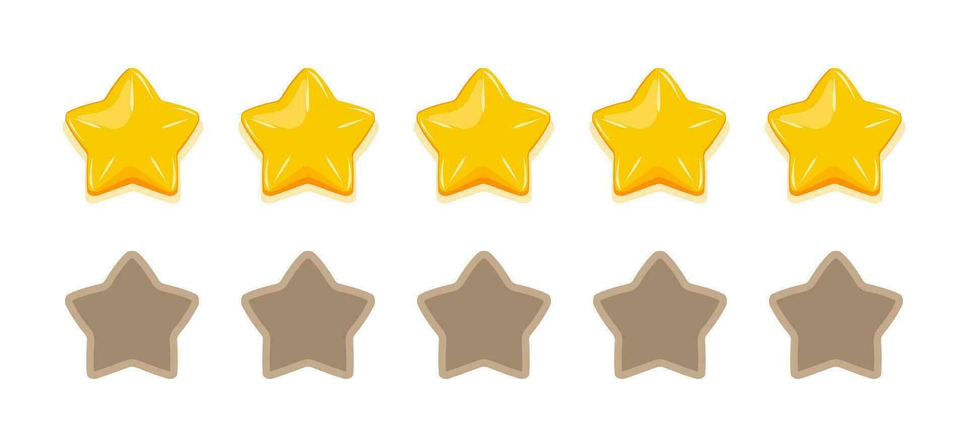 Five stars for rating, product review in online store. Feedback score on the website vector