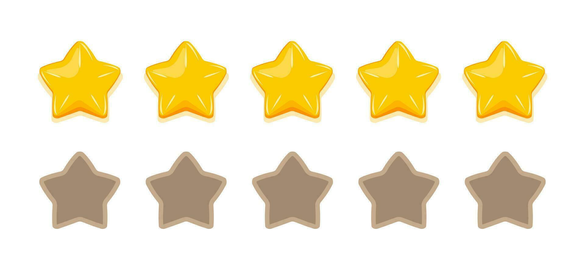 Five stars for rating, product review in online store. Feedback score on the website vector