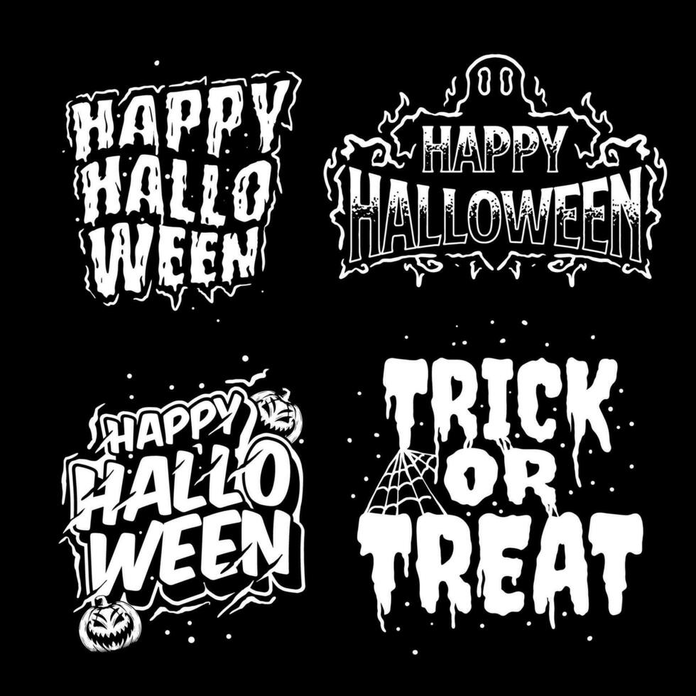 Halloween poster design set black white vector