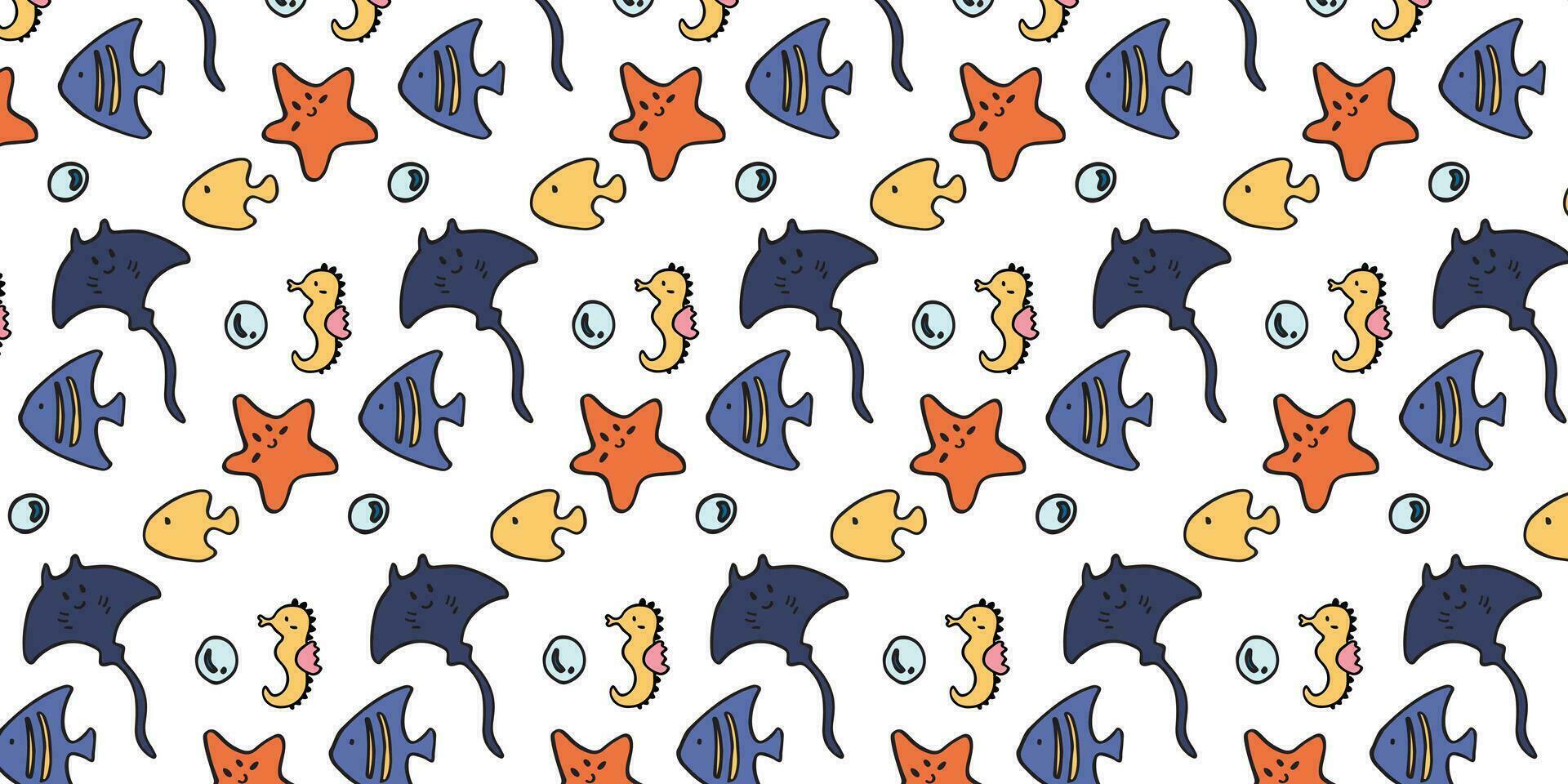 cute cartoon fish wallpaper background vector