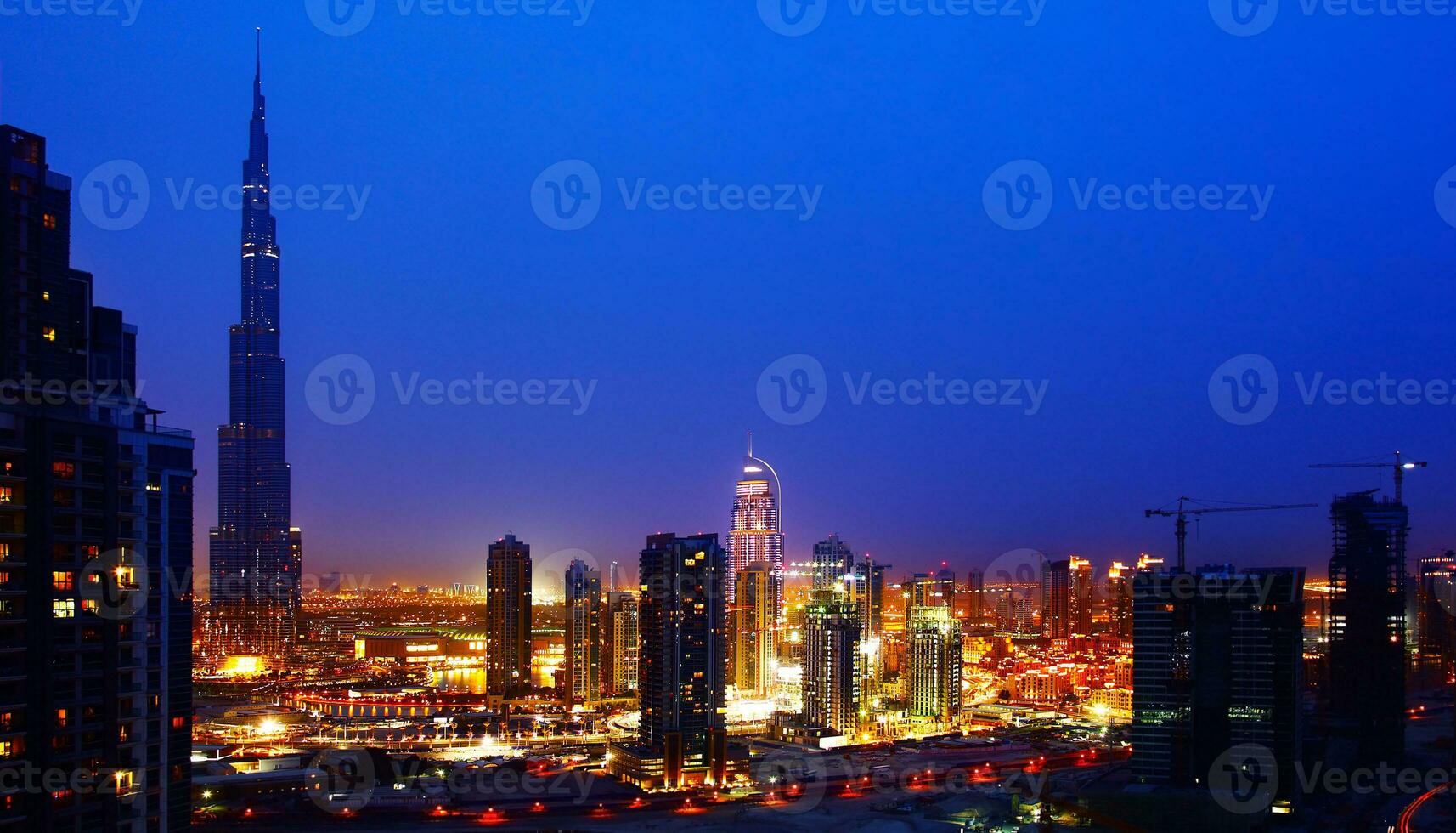 Dubai downtown at night photo