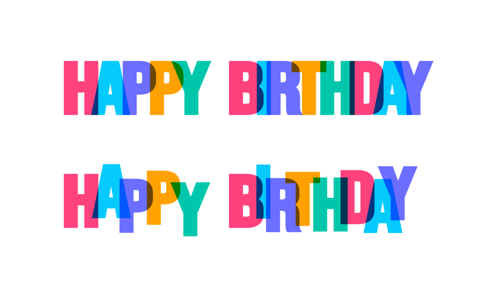Happy Birthday colorful lettering text font typography vector banner design template. colorful message and colorful big letters. png