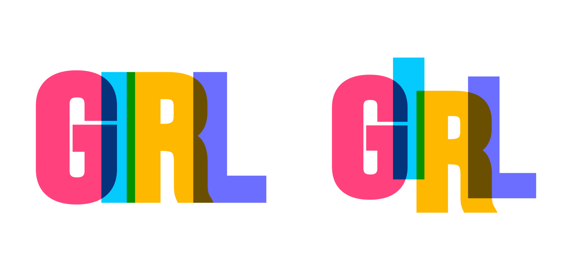 Girl colorful lettering text font typography vector banner design template. colorful message and colorful big letters. png