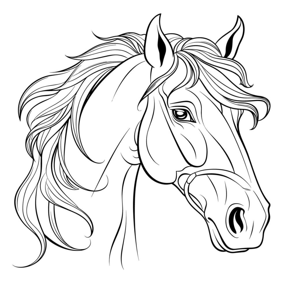 Horse head coloring page 29166882 Vector Art at Vecteezy