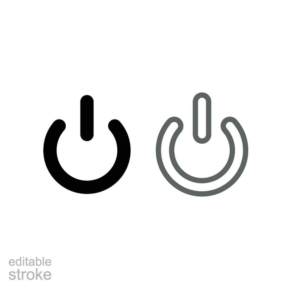 cerrar abajo firmar, poder botón, círculo, cerca, computadora línea icono. comienzo eléctrico cambiar. en apagado símbolo contorno pictograma. editable carrera vector ilustración. diseño en blanco antecedentes eps 10