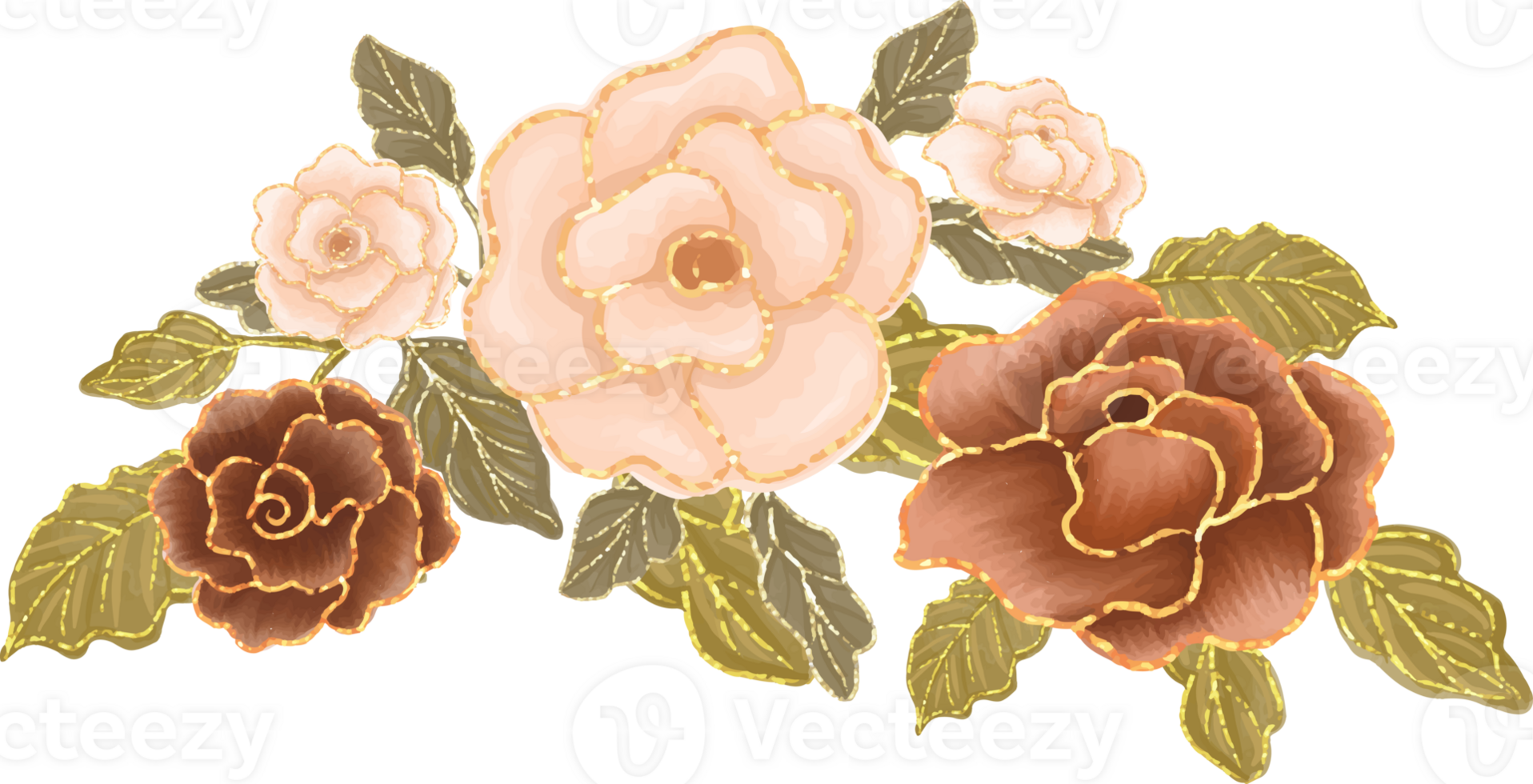 Brown Glitter Rose Arrangement png