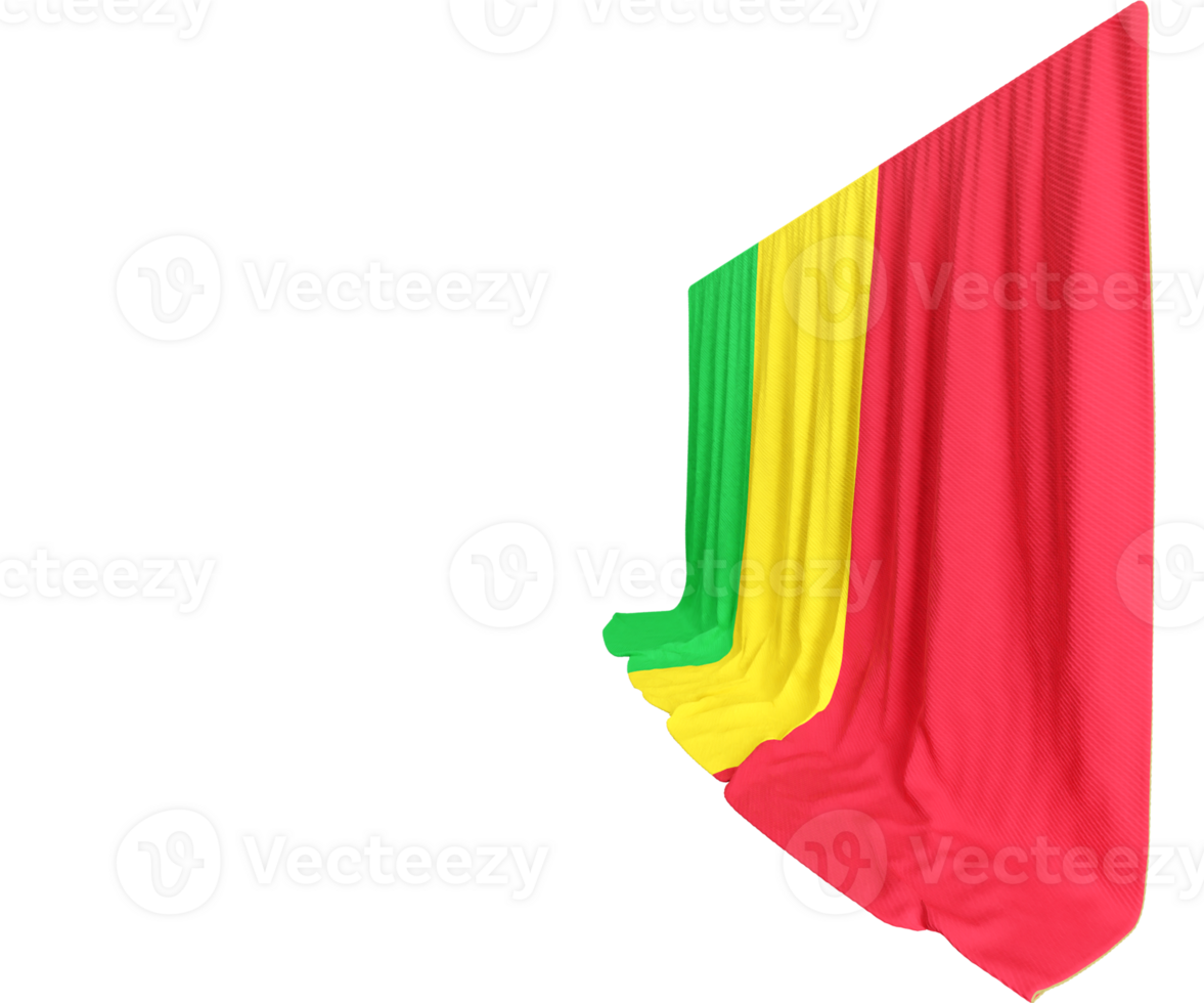 Mali Flag Curtain in 3D Rendering Celebrating Mali's Vibrant Culture png