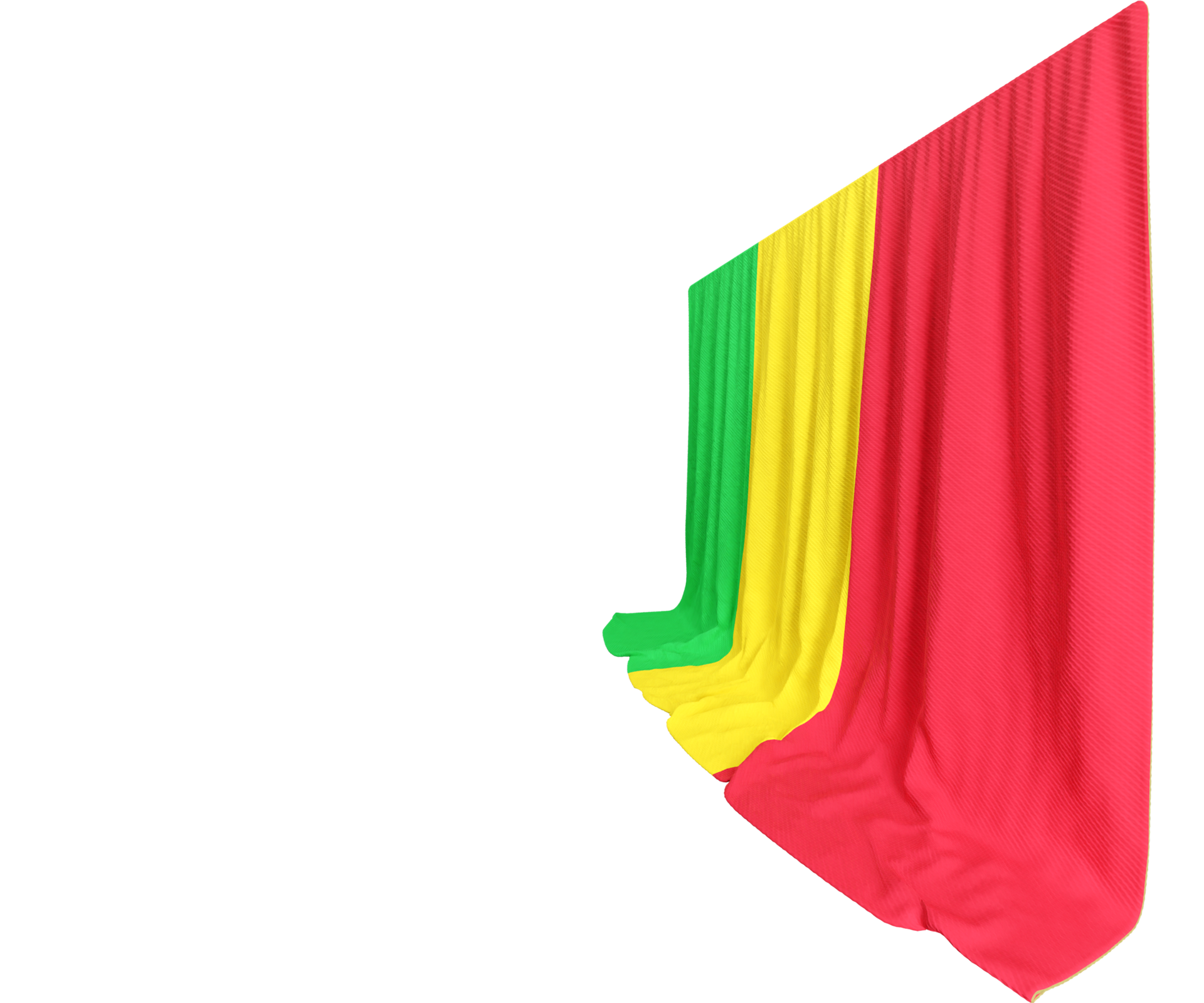 Mali Flag Curtain in 3D Rendering Celebrating Mali's Vibrant Culture 