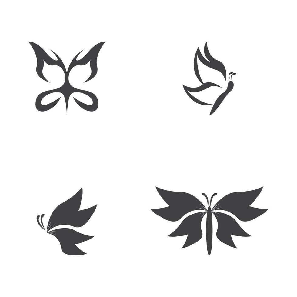 Black silhouette butterfly icon and symbol template vector