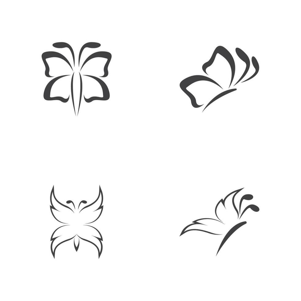 Black silhouette butterfly icon and symbol template vector