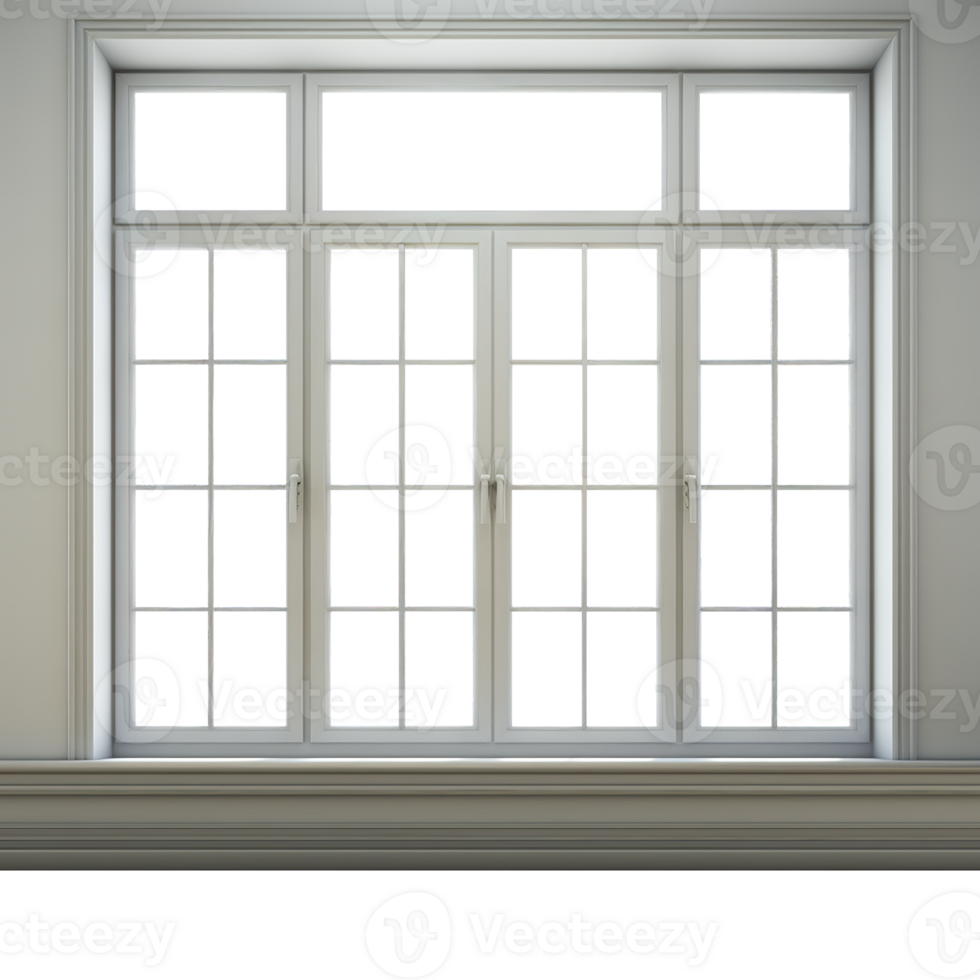 AI generative White window in modern style with transparent windows, png