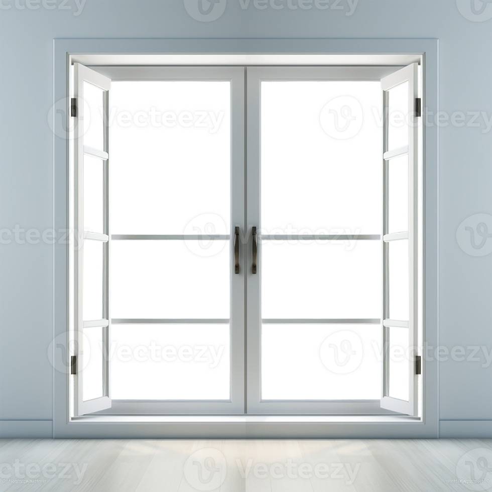 AI generative White window in modern style with transparent windows, png