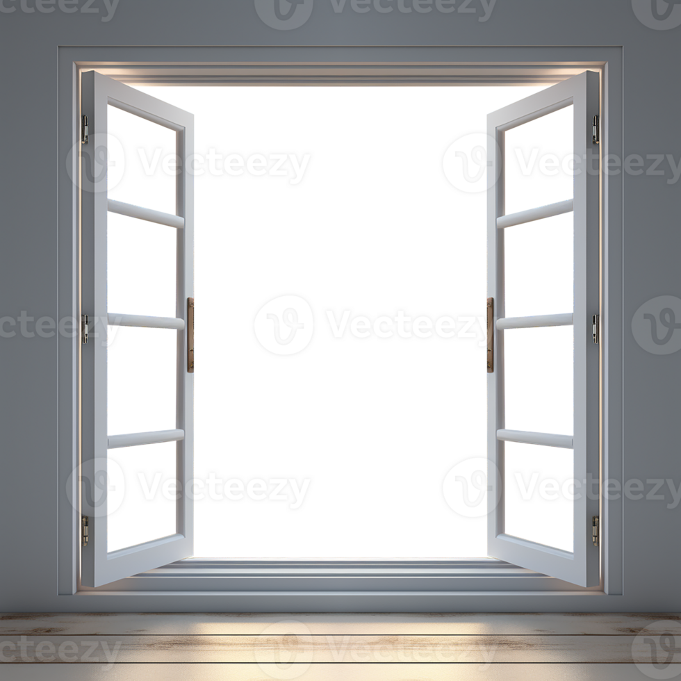 AI generative White window in modern style with transparent windows, png