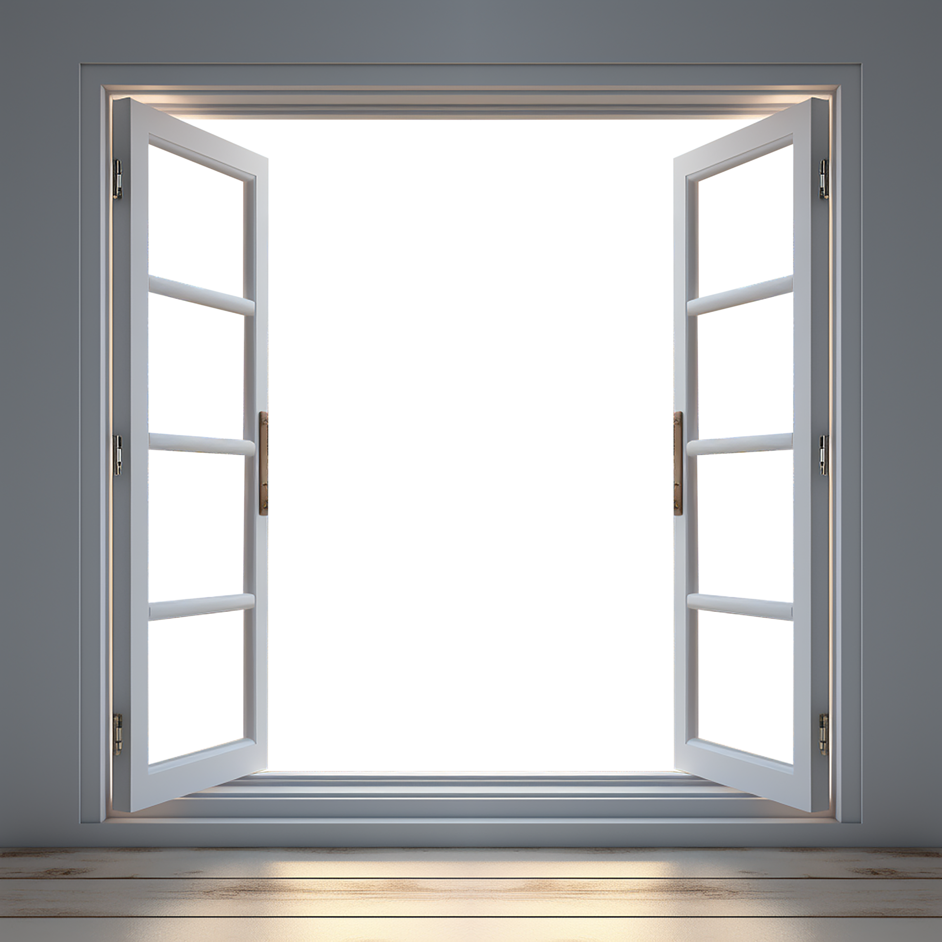 AI generative White window in modern style with transparent windows