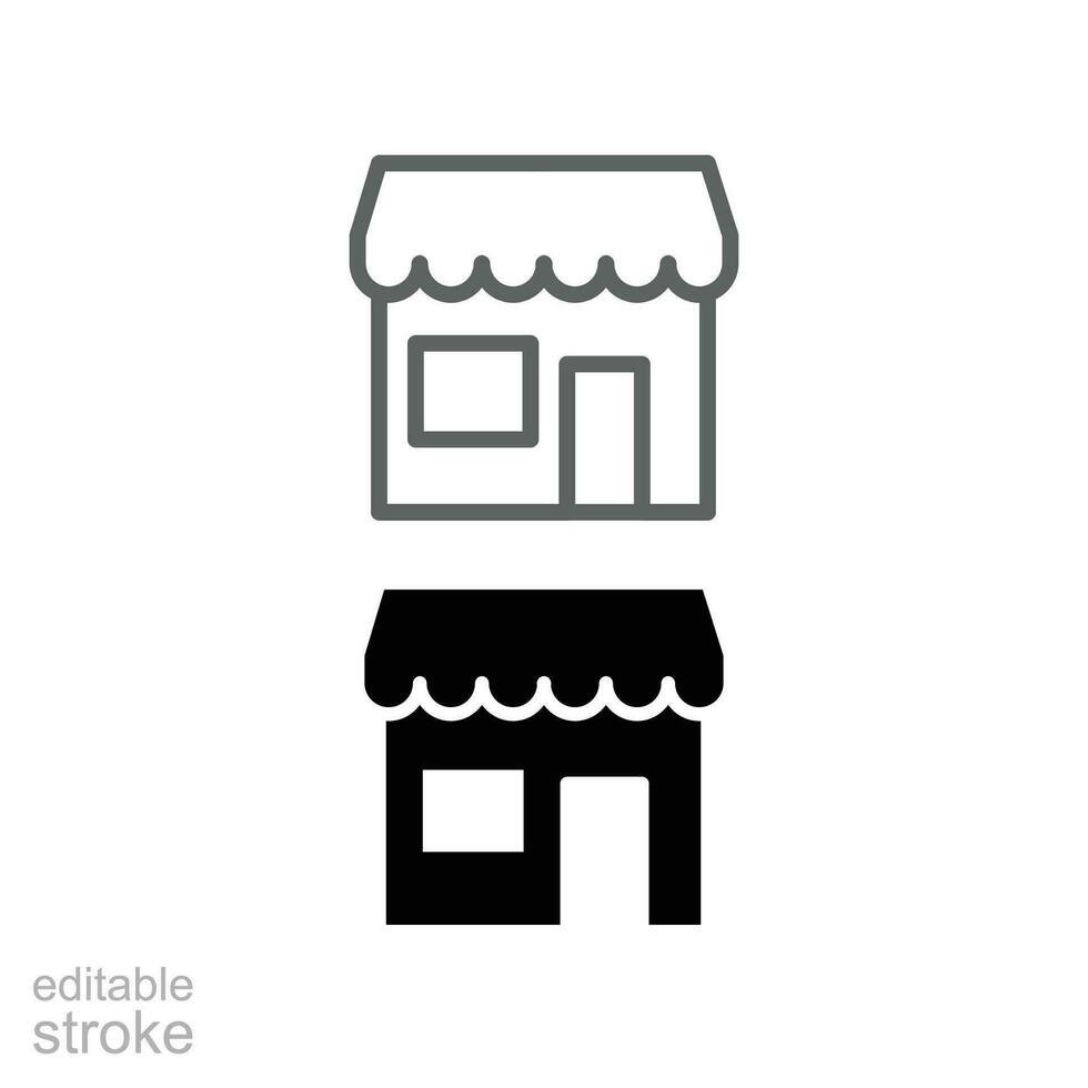 Tienda punto línea y glifo icono. local márketing comercio electrónico Al por menor campaña. mercado tienda anuncio publicitario. local publicidad. editable ataque. vector ilustración. diseño en blanco antecedentes. eps 10