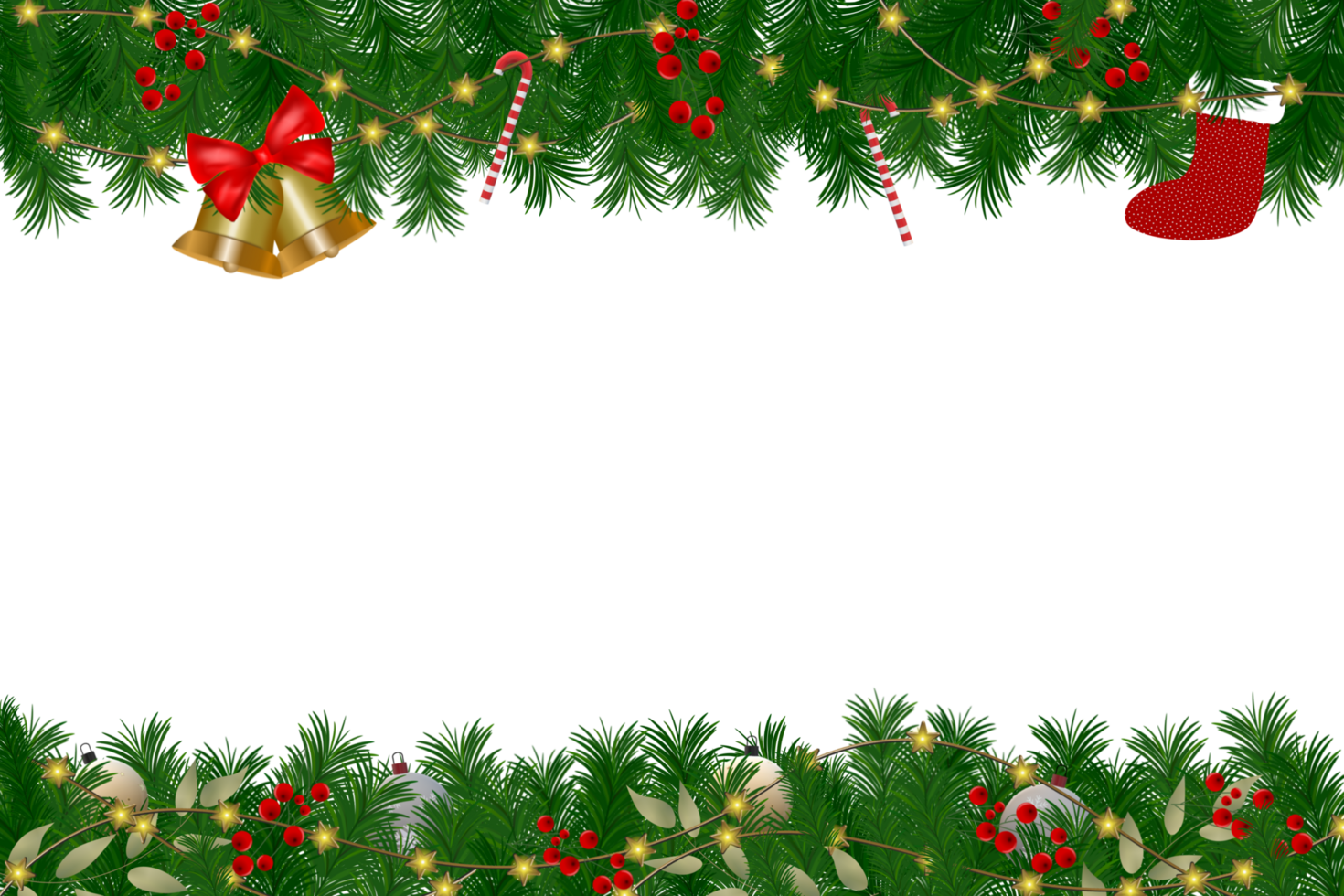 Christmas border pine with light effect png