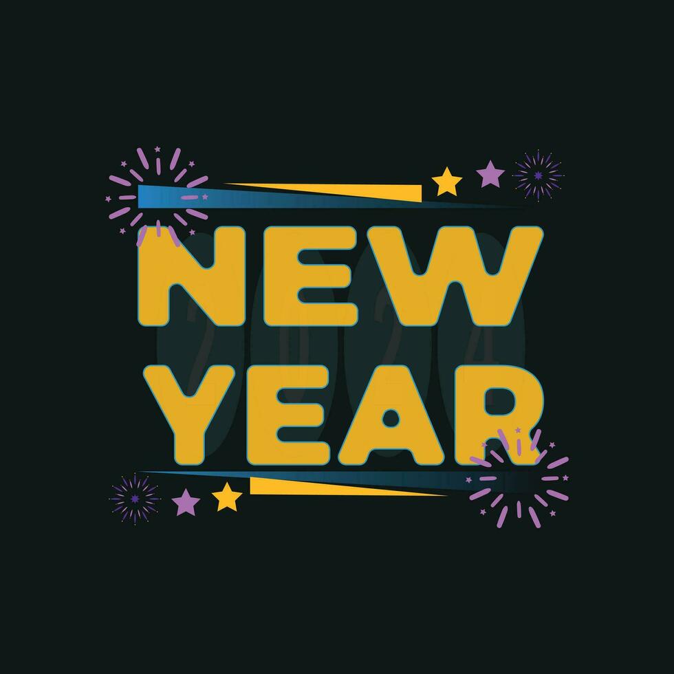 2024 happy new year, vector text tshirt design, congratulation event, T-shirt, party, high school or college graduate. Lettering for greeting, invitation card
