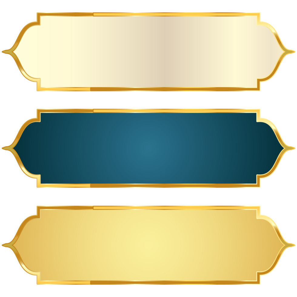 conjunto de decorativo lujo dorado Arábica islámico bandera título marco transparente antecedentes oro texto caja clipart png