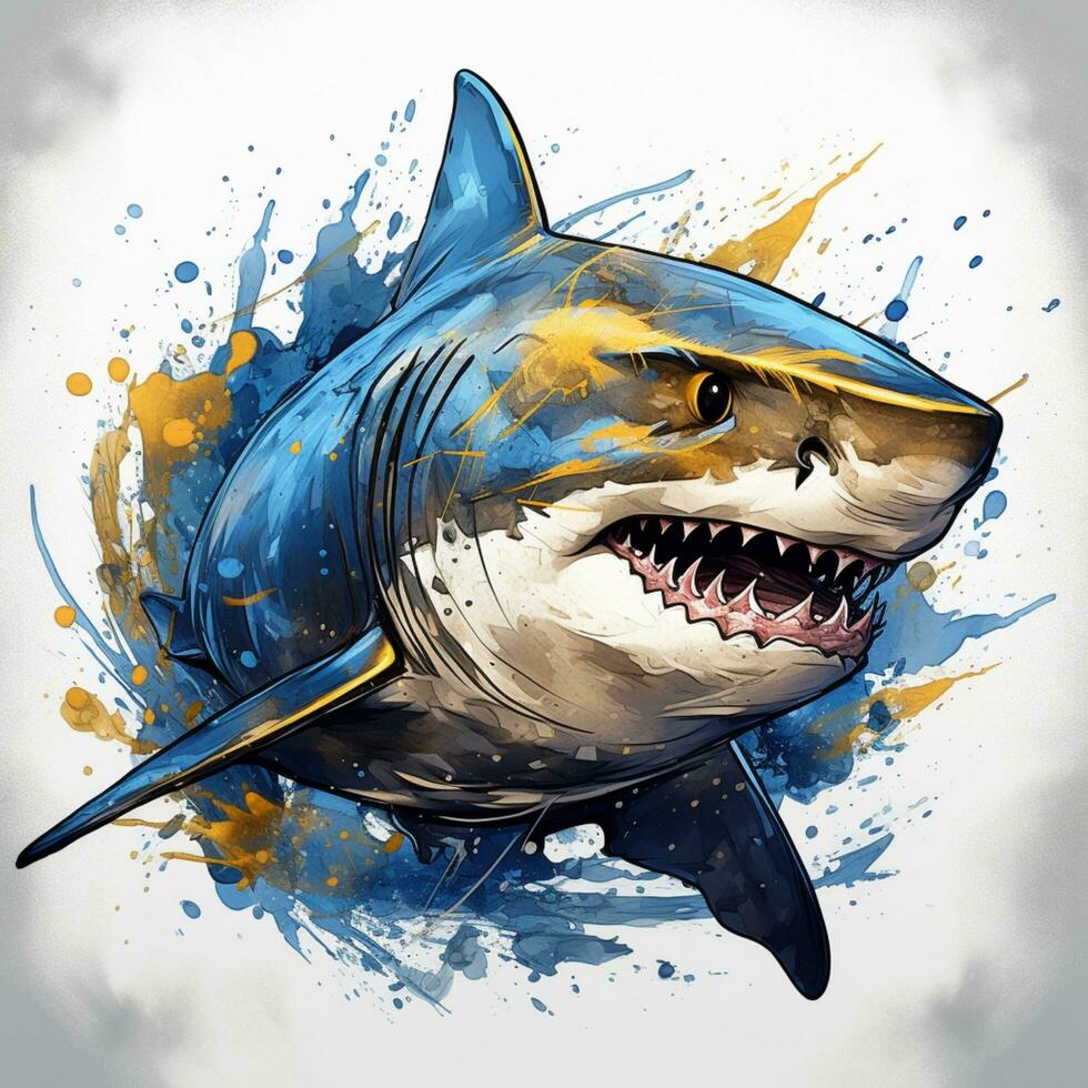 illustration art shark on the white background photo