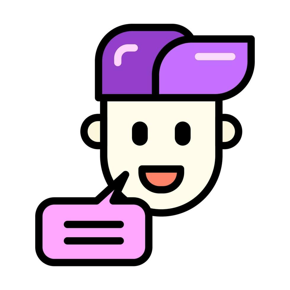 Flat illustration of character head with chat icon can be used as customer service icon vector