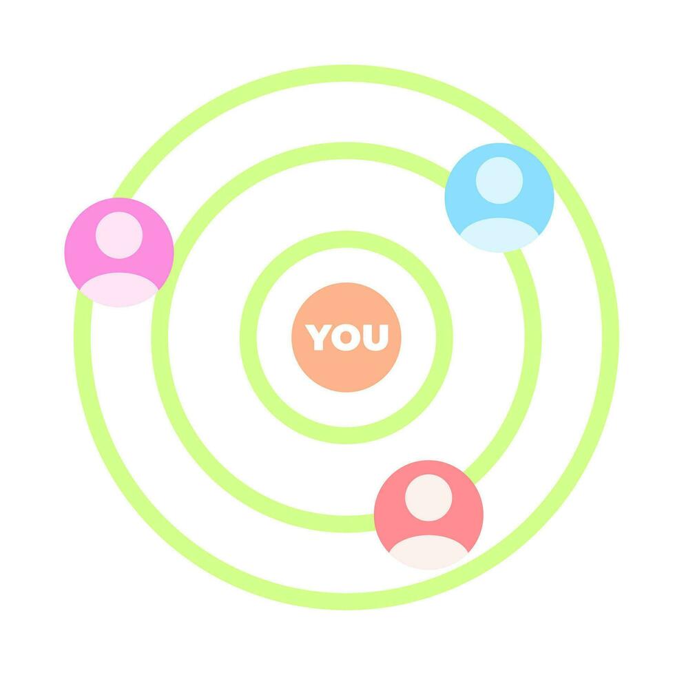 radar concept design illustration with personal icons depicting the people around you vector