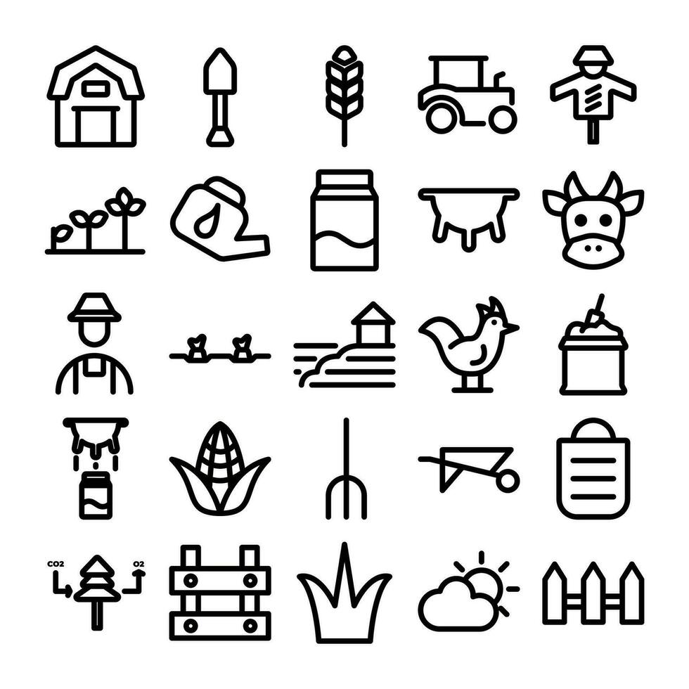 Farm and plantation themed icon set design, suitable for various design projects vector