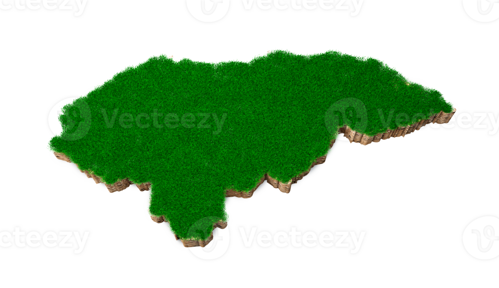 carte du honduras coupe transversale de la géologie des sols avec de l'herbe verte et de la texture du sol rocheux illustration 3d png