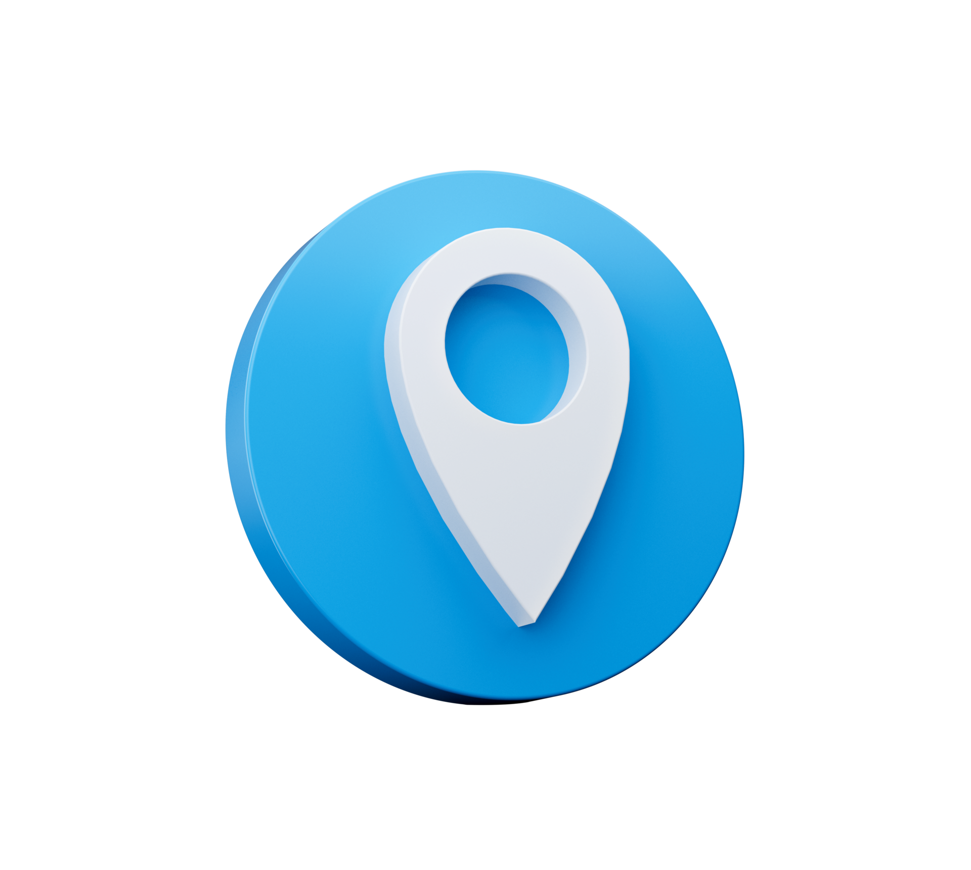3d White Location Map Pin Symbol With Rounded Shiny Blue Icon 3d