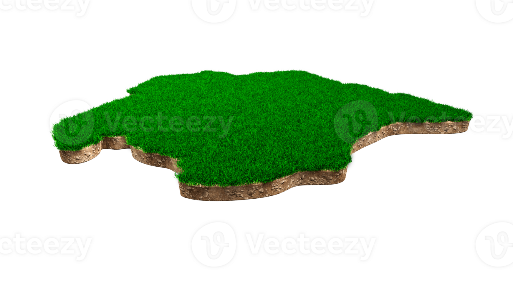 Suriname Map soil land geology cross section with green grass and Rock ground texture 3d illustration png