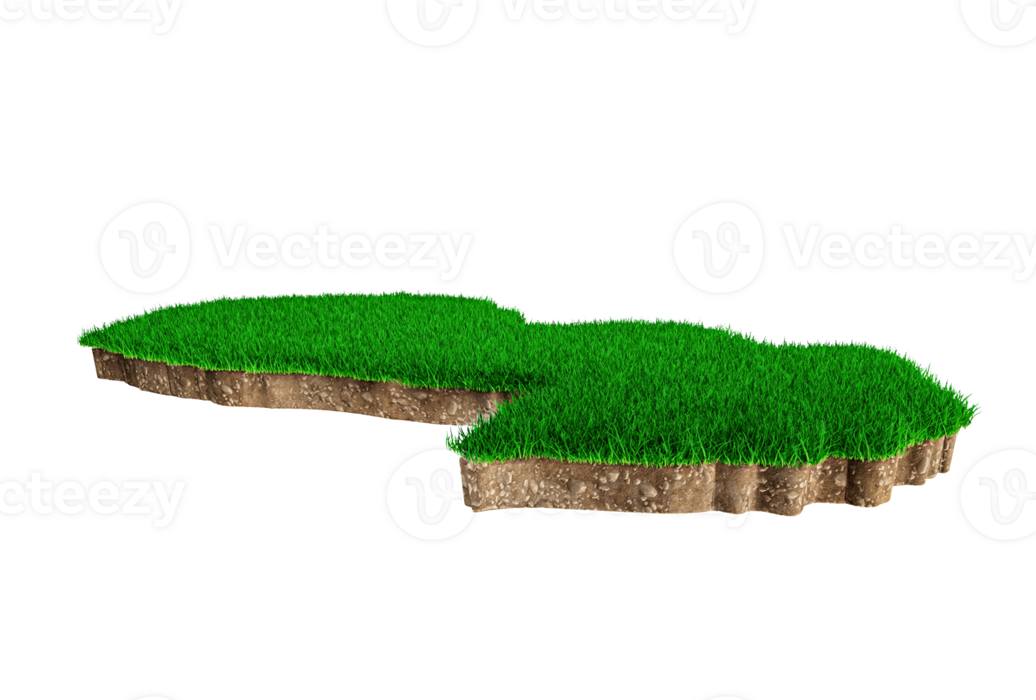 Paraguay map soil land geology cross section with green grass and Rock ground texture 3d illustration png