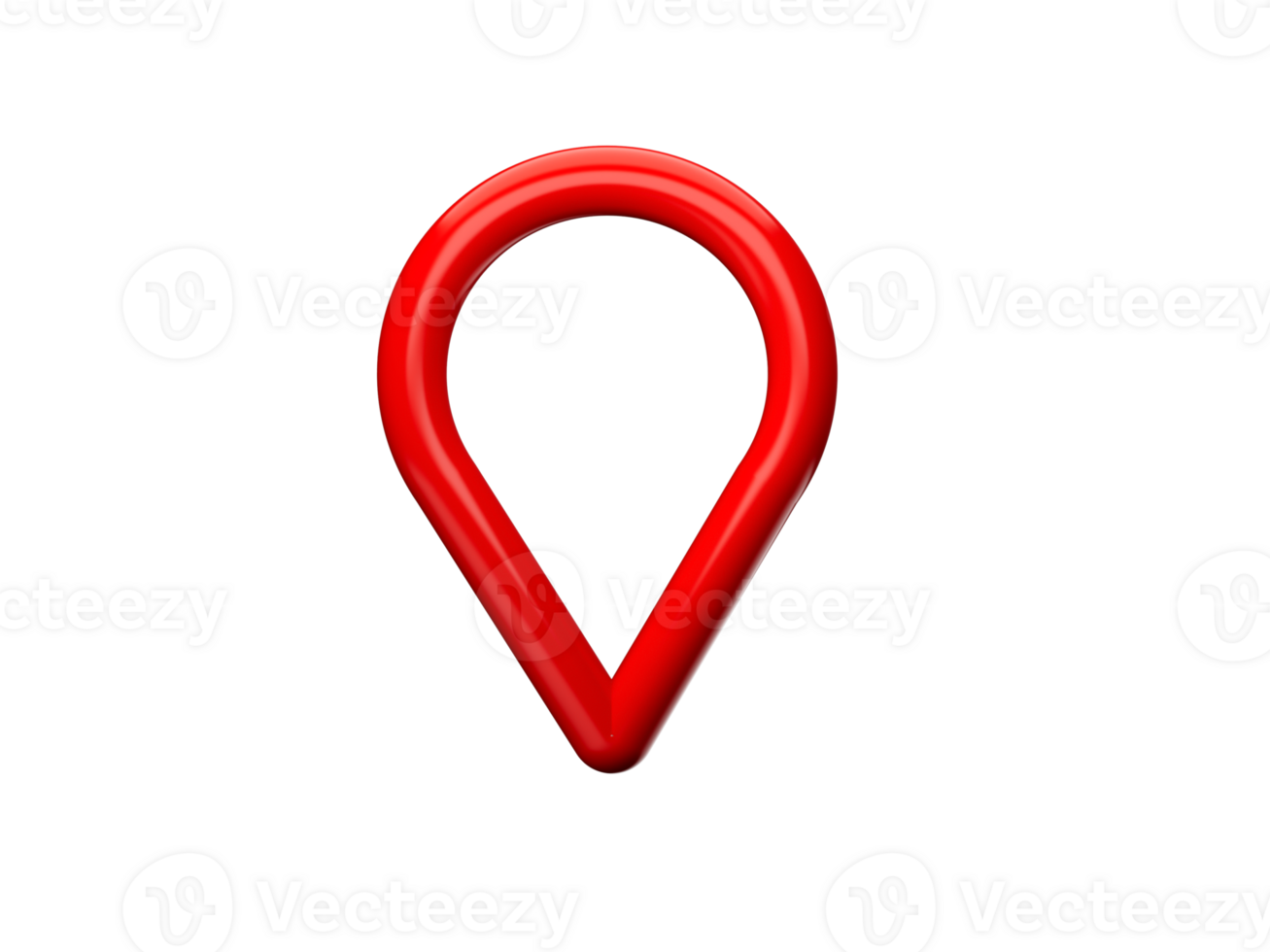 Red map pointer 3d pin in the air. Location symbol made with red round pipe 3D Illustration png