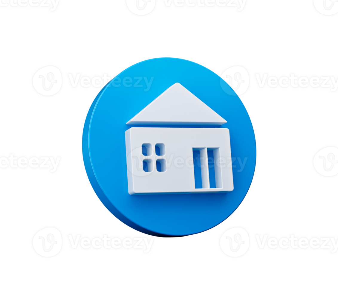Blue House icon isolated background. Home symbol. Minimalism concept. 3d illustration png