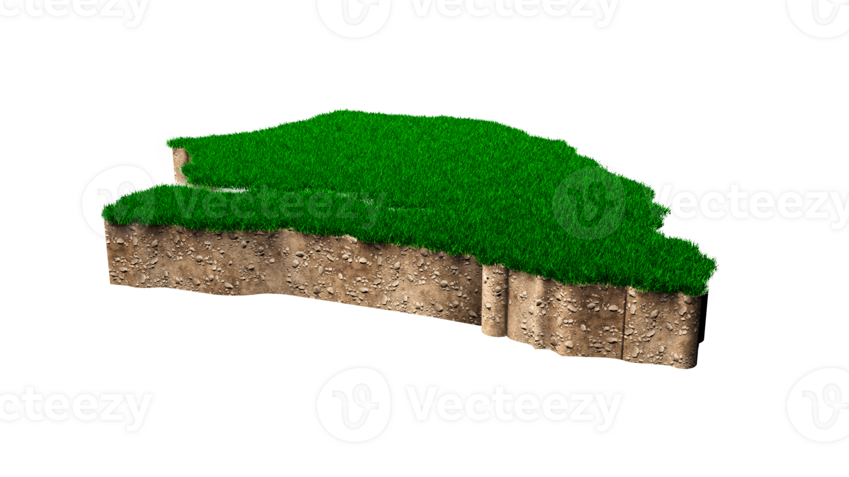 senegal mapa suelo tierra geología sección transversal con hierba verde y roca suelo textura 3d ilustración png