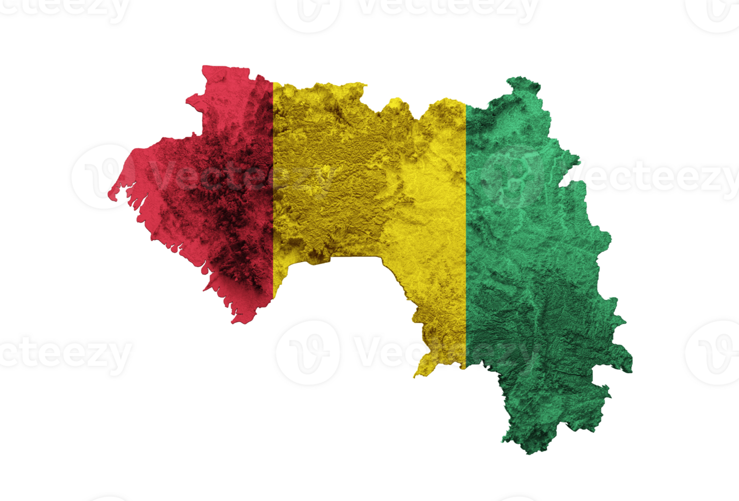 Guinea Map Flag Shaded relief Color Height map 3d illustration png