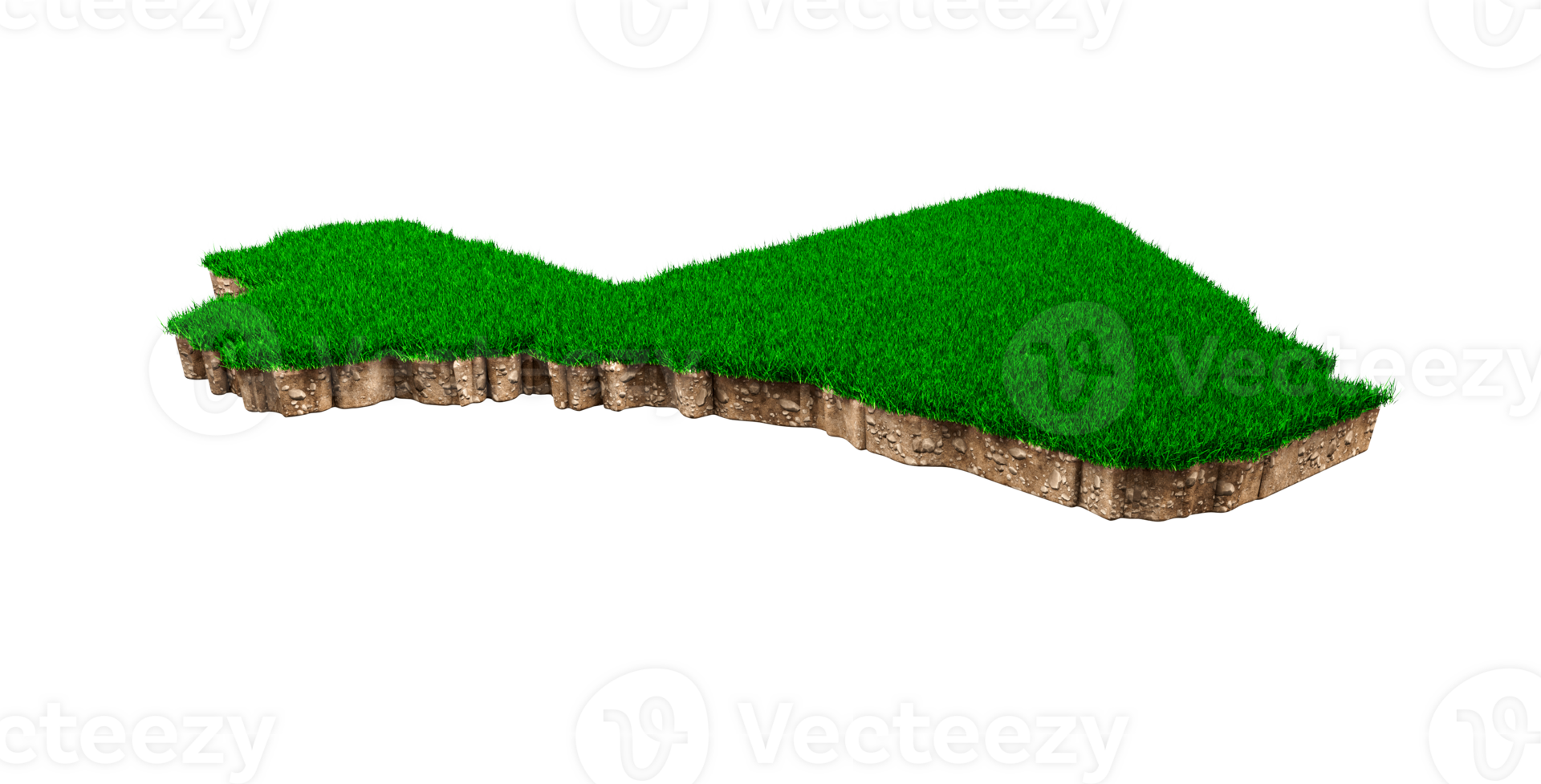 Mali Map soil land geology cross section with green grass and Rock ground texture 3d illustration png