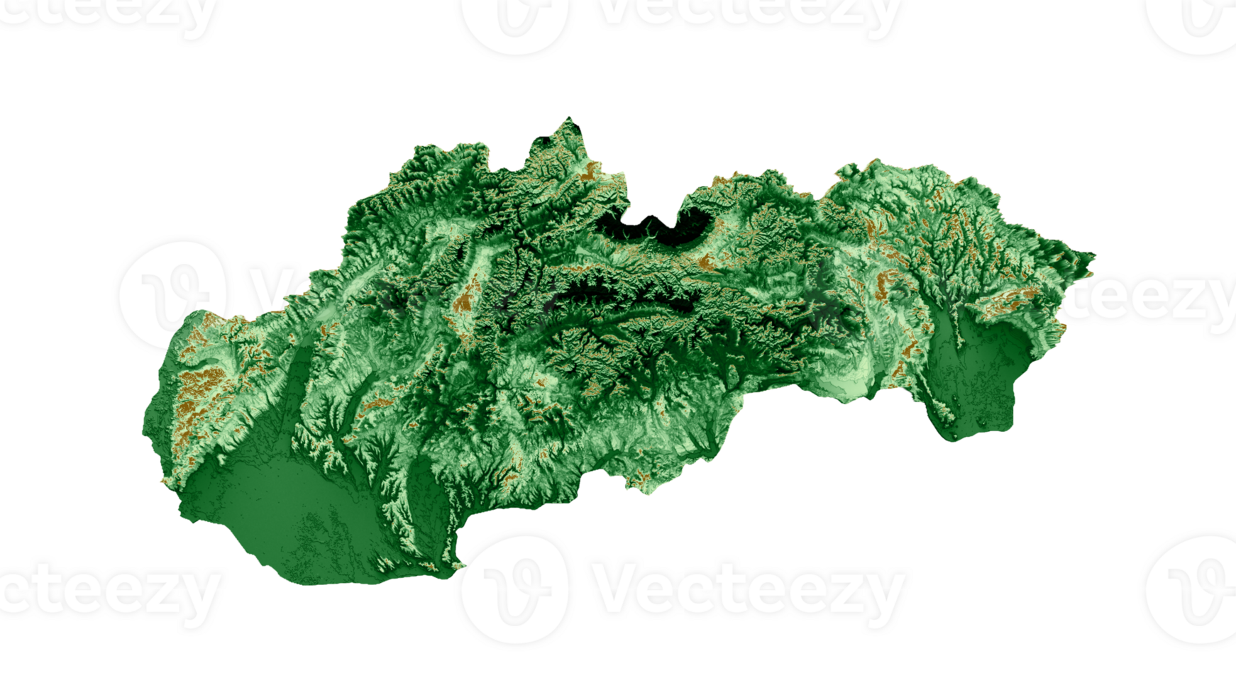 Slovakia Topographic Map 3d realistic map Color 3d illustration png