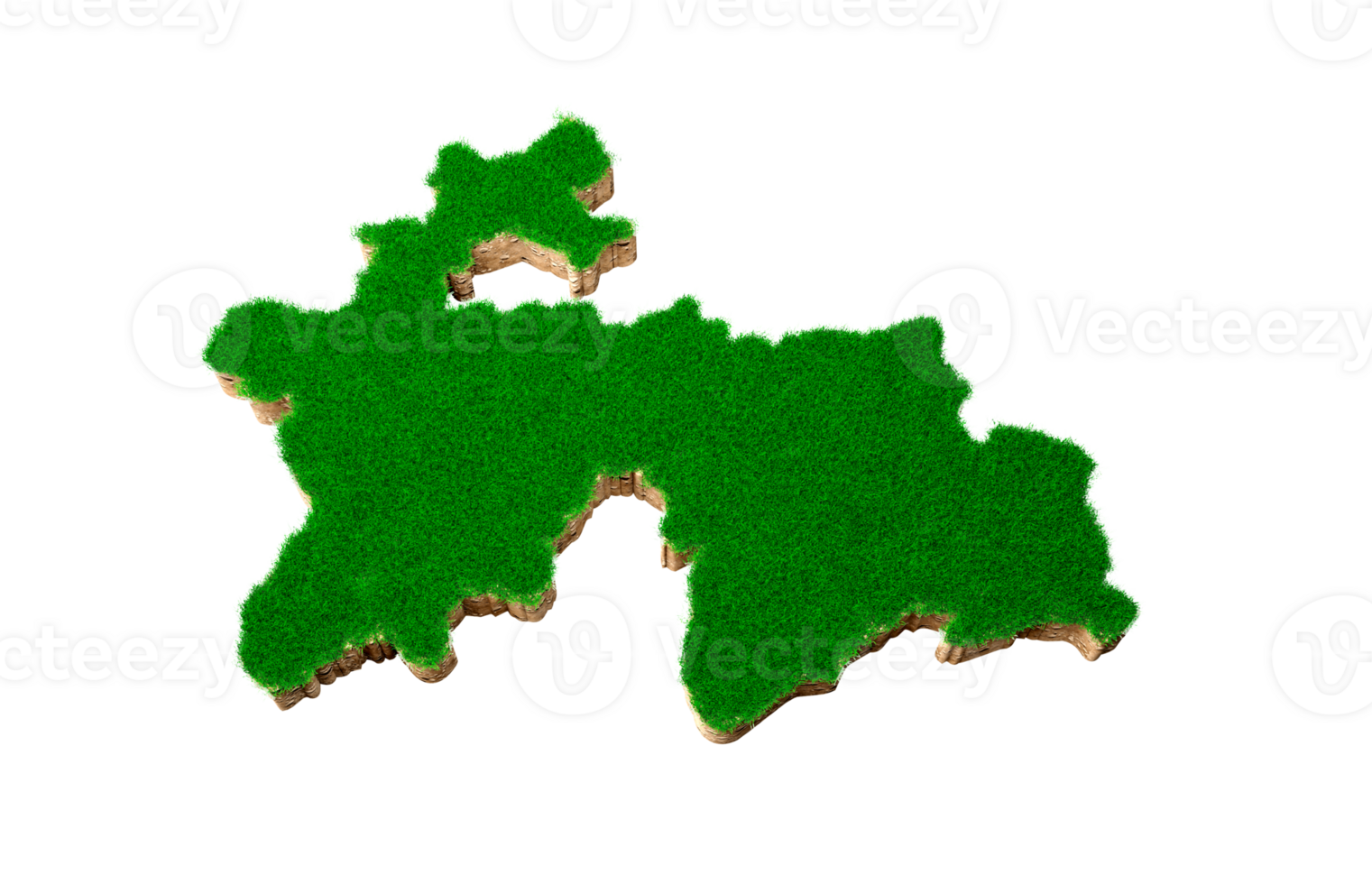 Tajikistan Map soil land geology cross section with green grass and Rock ground texture 3d illustration png