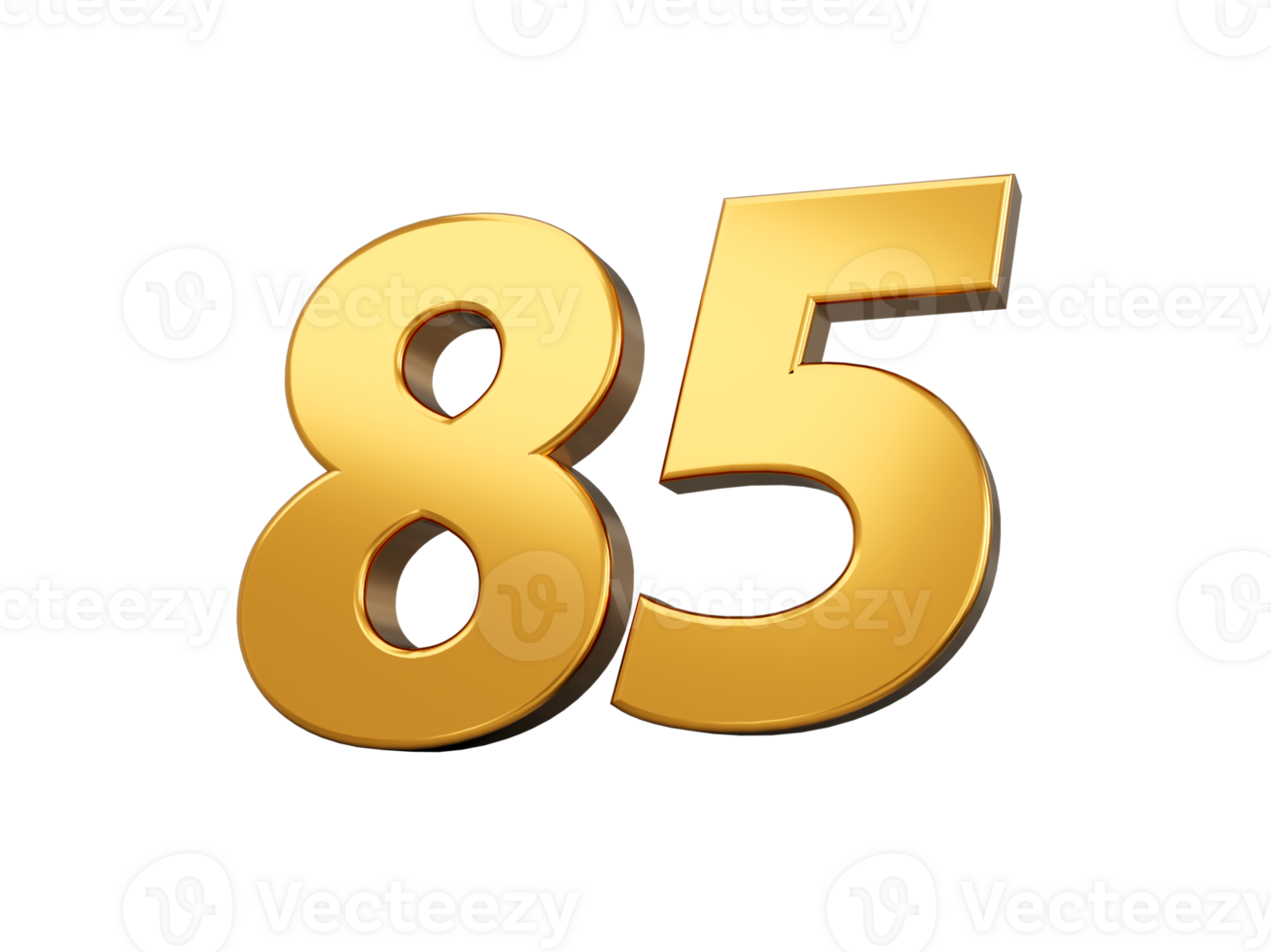 Gold number 85 Eighty five shiny 3d number made of gold 3d illustration png