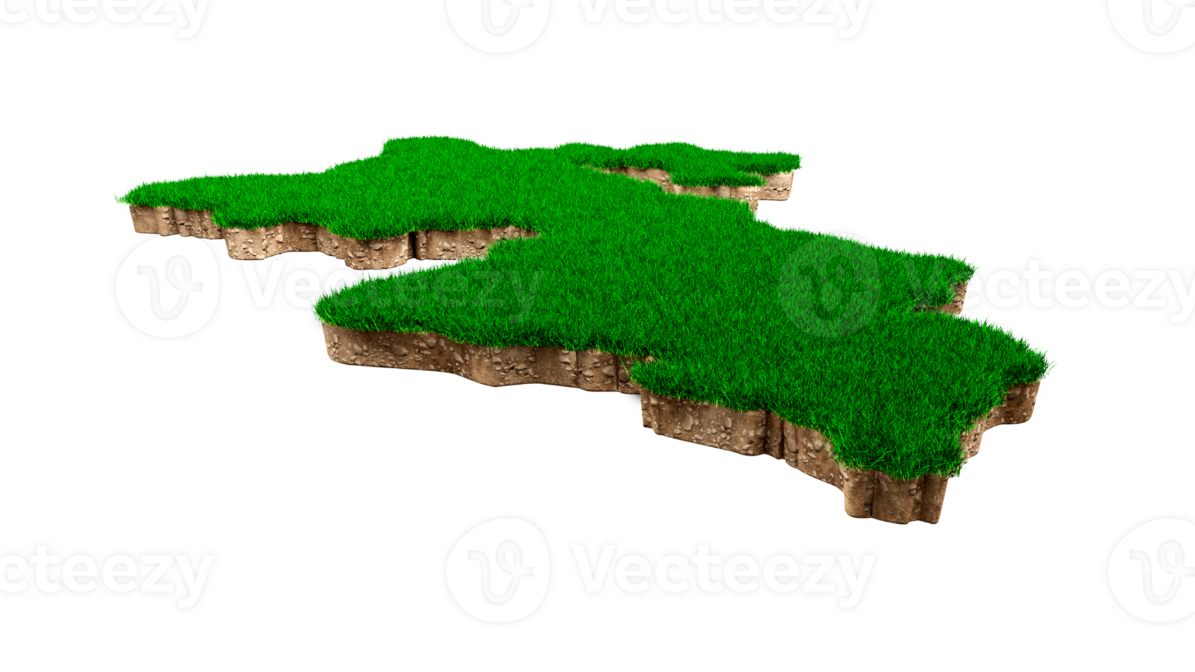 Tajikistan Map soil land geology cross section with green grass and Rock ground texture 3d illustration png